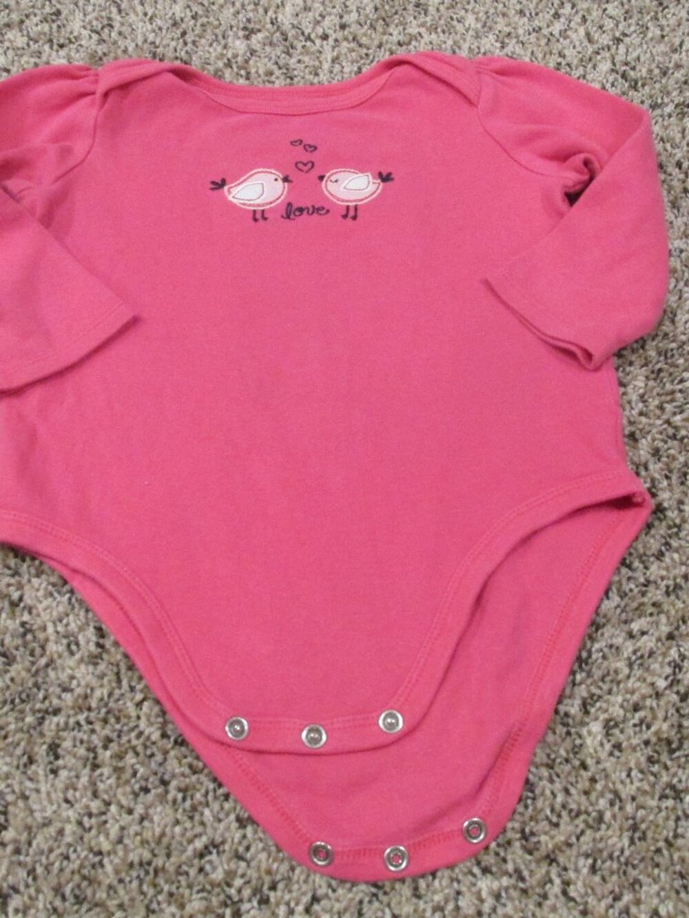 Jumping Beans 1‎ Pc Bodysuit Onesie Girls Size 18M Pink Long Sleeve Love Birds